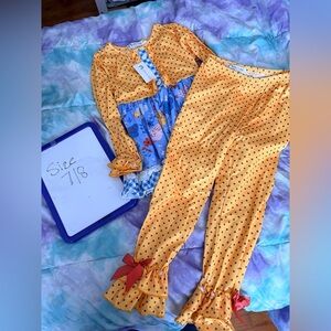 Vibrant Kids Pants Set with Polka Dots and Floral Chickens